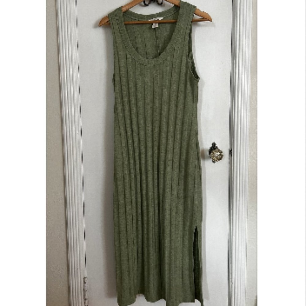 h&m midi sweater dress size S, green, slits on both sides